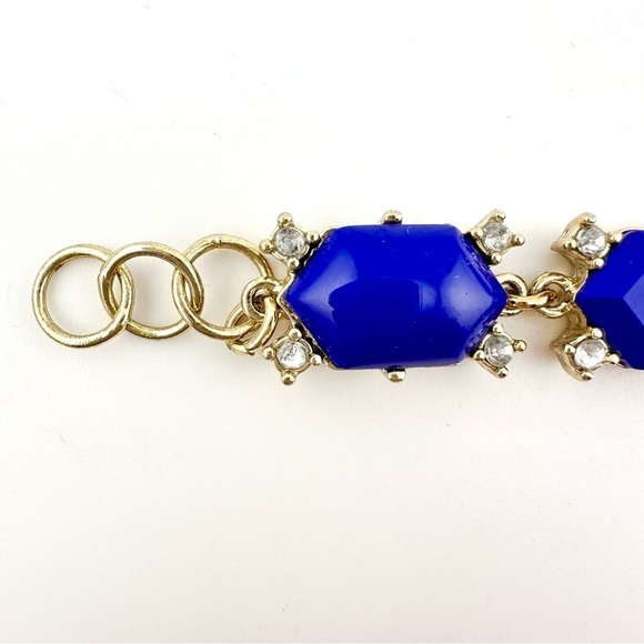 J Crew Bracelet in Shiny Gold-tone with Blue Stones and Small Rhinestones - Picture 9 of 9